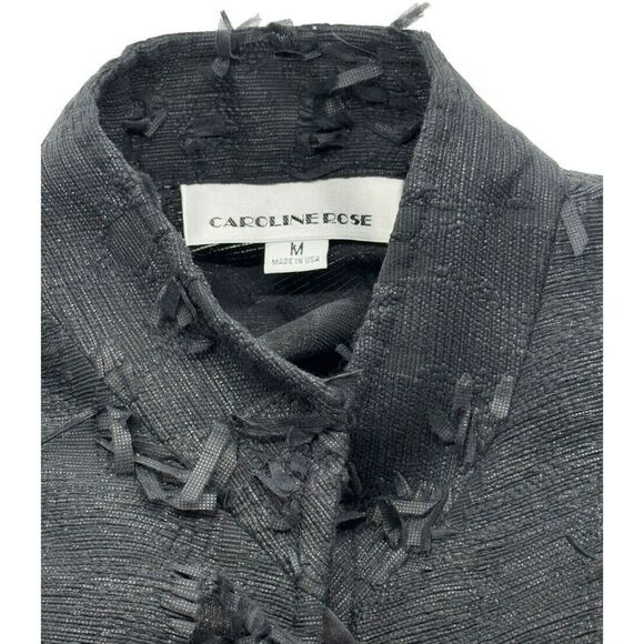 Caroline Rose Black Jacket Artsy Party Statement Size M Abstract Chunky Buttons - Picture 8 of 10